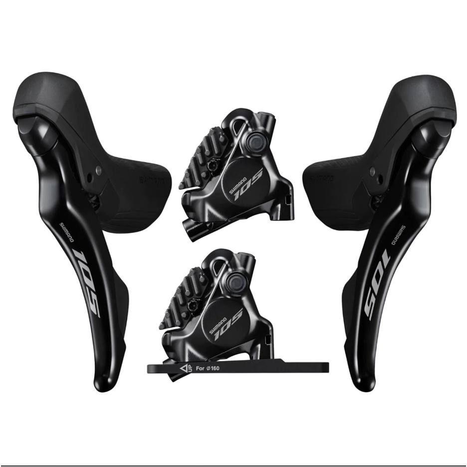 ชุดมือเกียร์ ชุดดิสเบรกหน้า/หลัง SHIMANO 105, ST-R7120/BR-R7170, RESIN, DISC BRAKE 1000MM/1700MM