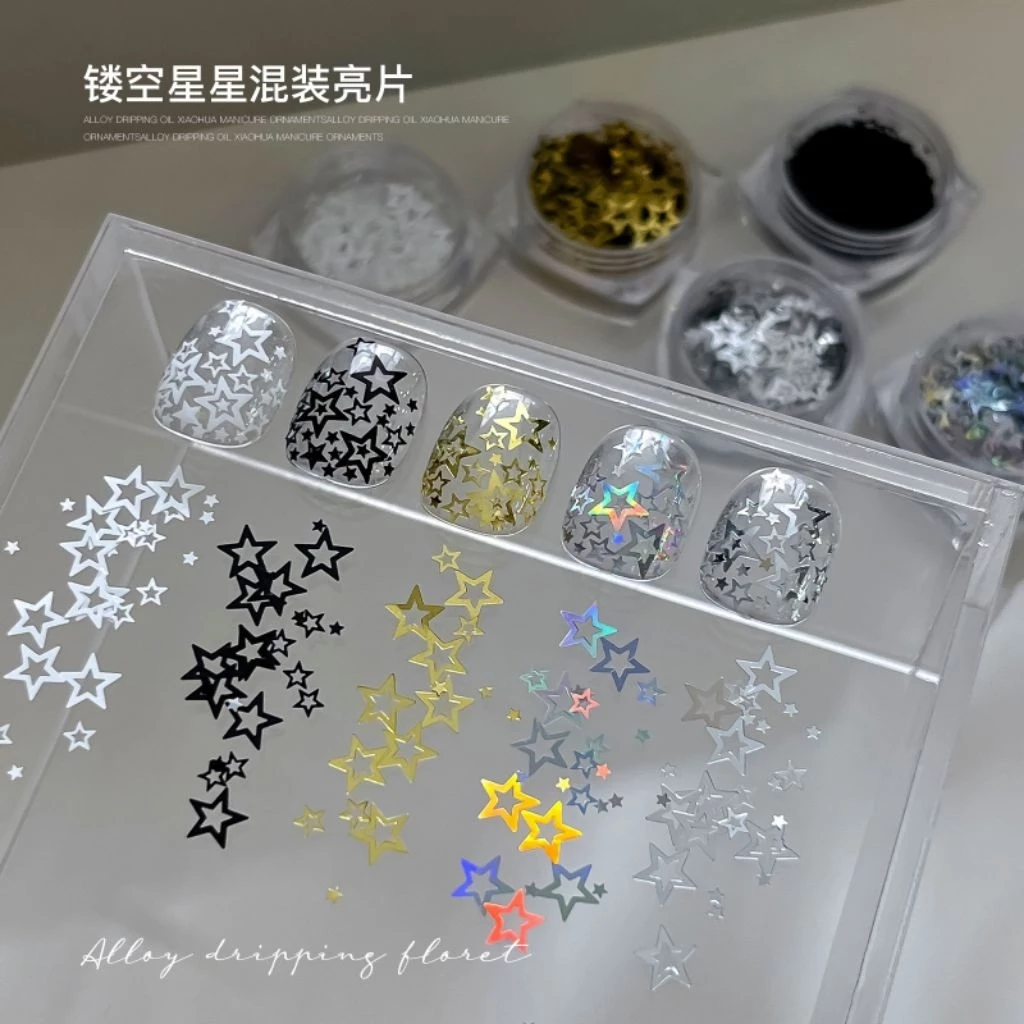 ผงกรินเตอร์ รูปดาวมีรู มีหลากหหลายสีให้เลือก สินค้าพร้อมส่งในไทย