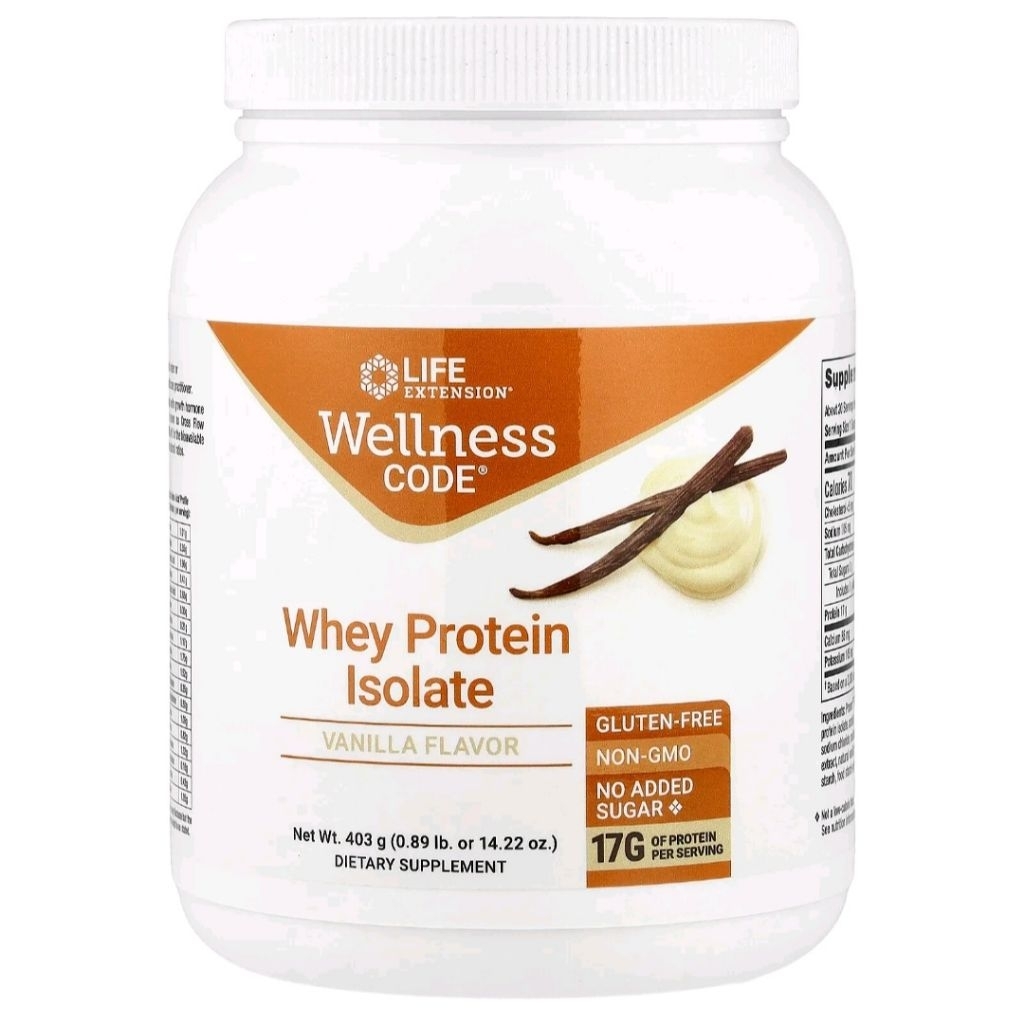 Life Extension, Wellness Code, Whey Protein Isolate, Vanilla, 0.89 lb (403 g)