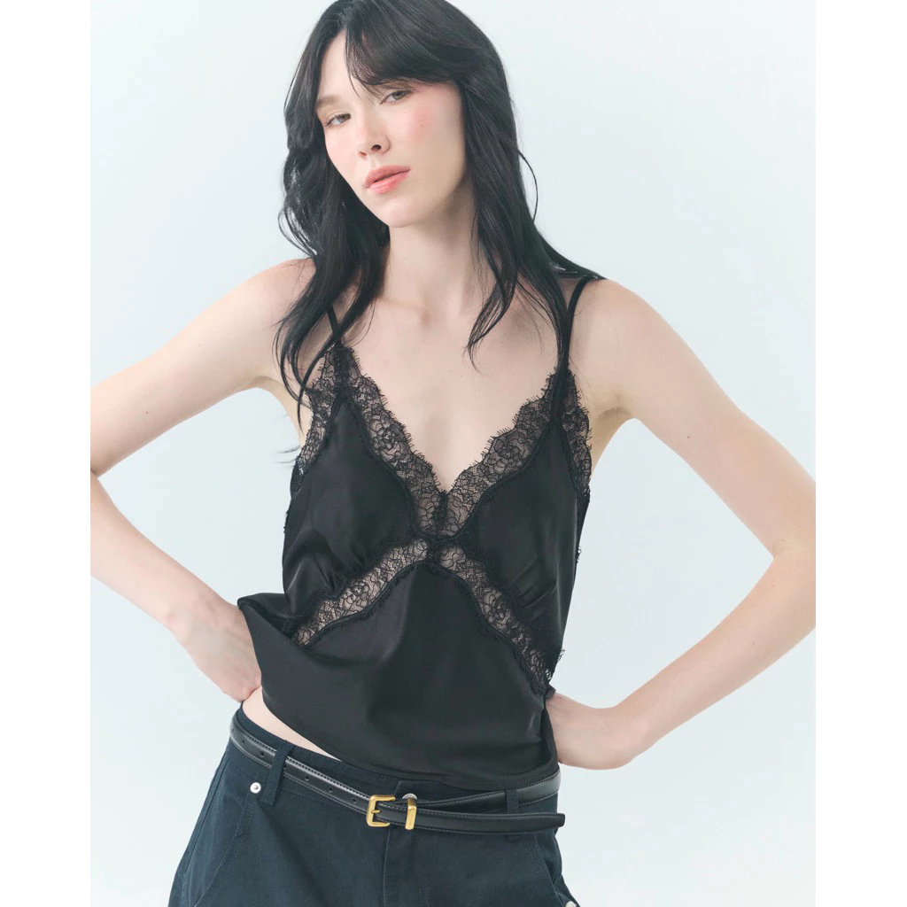 Satin Lace Camisole (Black)