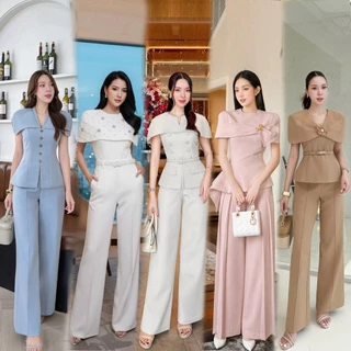 S-XXL ชุดเซท 2ชิ้น เสื้อทรงคลุมไหล่+กางเกง สีชมพู,ครีม เบจ,แดง,ขาว,ดำ,น้ำตาล,ฟ้า ใส่ทำงาน เที่ยว งานแต่งงานบวช