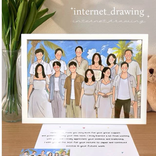 วาดรูปมินิมอลอัดกรอบขนาดA4🧺ส่งภายใน 1-2 วัน 🌼 (ห่อกรอบฟรีแถมการ์ดอวยพร)