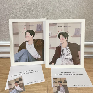 วาดรูปมินิมอลอัดกรอบขนาดA4🧺ส่งภายใน 1-2 วัน 🌼 (ห่อกรอบฟรีแถมการ์ดอวยพร)