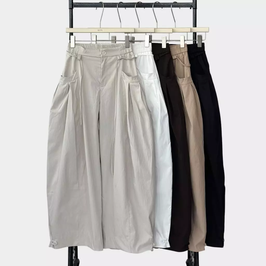 Atipashop - Tapen Balloon Pants กางเกงขายาว ทรงขากว้าง ดีไซน์กระเป๋า Utility พร้อมดีเทลปลายขา