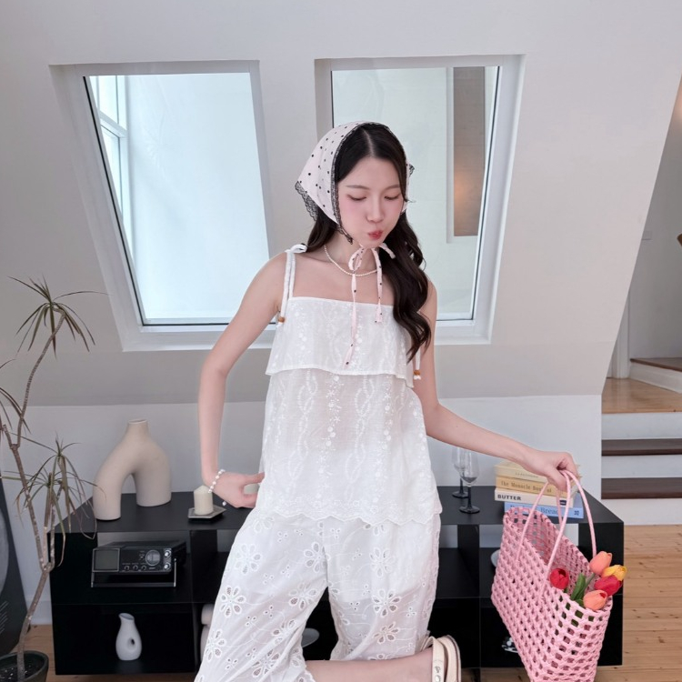 KN.Clothes เสื้อสายเดี่ยวลูกปัด ผูกไหล่ แต่งหน้าอก 2 ชั้น รูปที่ 3