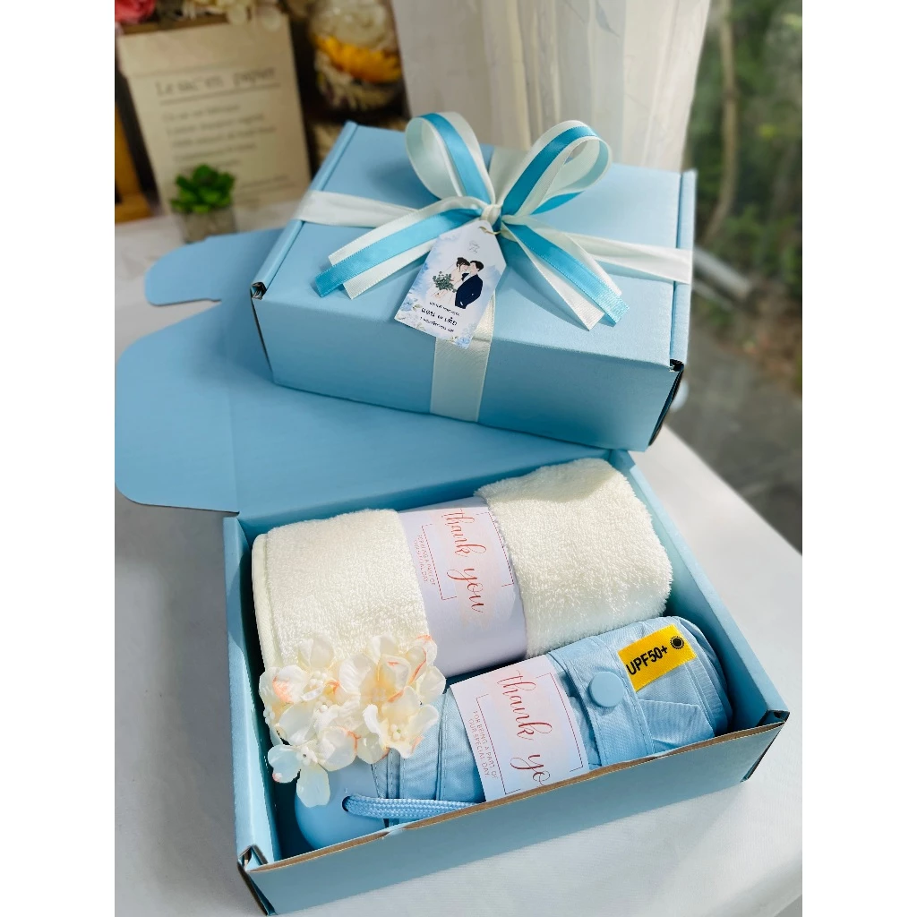 เซตของขวัญ ผ้าเช็ดผมขนแกะ+ ร่มกันUV เลือกสีได้ ของรับไหว้ ของขวัญ วันเกษียณ ของขวัญปีใหม่ Jaideewedding