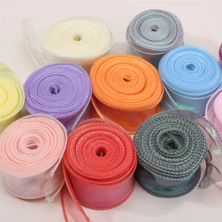 ริบบิ้นไนลอนสีรุ้งลายหางปลามีขอบลวด กว้าง 4cm สำหรับห่อดอกไม้ ห่อของขวัญ ตกแต่งเค้ก งานแต่งงาน และงาน DIY