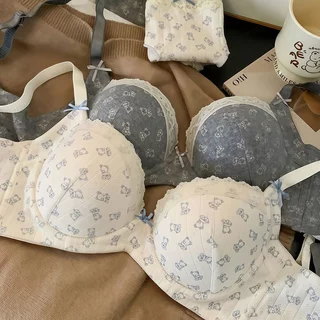 🐻บราผู้หญิง 34-40BC🐻 บราอกใหญ่ ดันทรง รวบอก โครงอ่อน ใส่สบาย ลายการ์ตูนน่ารัก ป้องกันหย่อนคล้อย พร้อมส่ง
