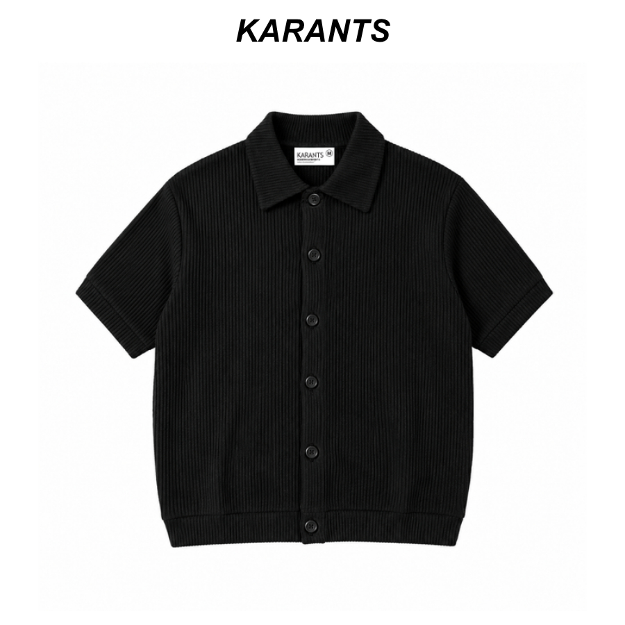 Karants เสื้อโปโล Cropped Boxy ผ้าริบ เรียบ Unisex ชาย-หญิง - KR443
