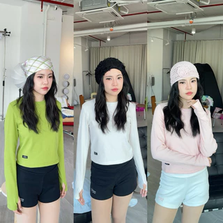 เติมชมพู🌸HASU70 Not basic long sleeve เสื้อคอกลมแขนยาวผ้าร่องสอดนิ้วโป้ง (happysummer.bkk)