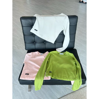 เติมชมพู🌸HASU70 Not basic long sleeve เสื้อคอกลมแขนยาวผ้าร่องสอดนิ้วโป้ง (happysummer.bkk)