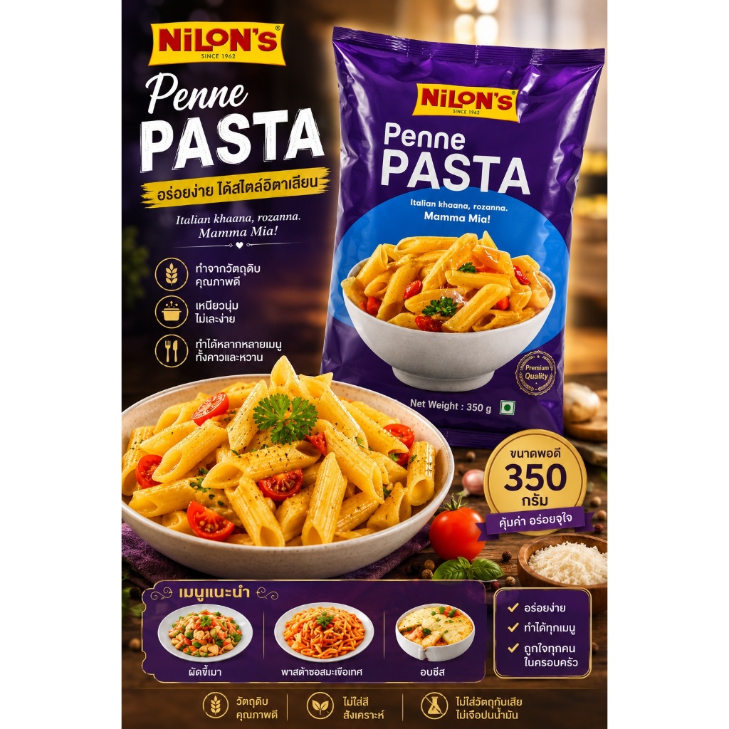 NILON'S PENNE PASTA  350G // เส้นพาสต้าเพนเน