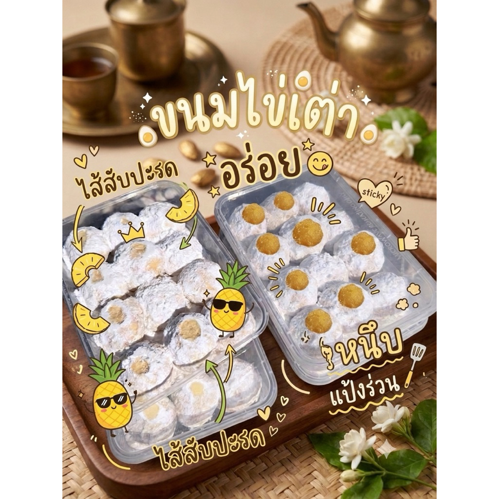 ขนมไข่เต่าไส้สัปรด หอมละมุนอร่อย ละลายในปาก ขนาด (180 กรัม)