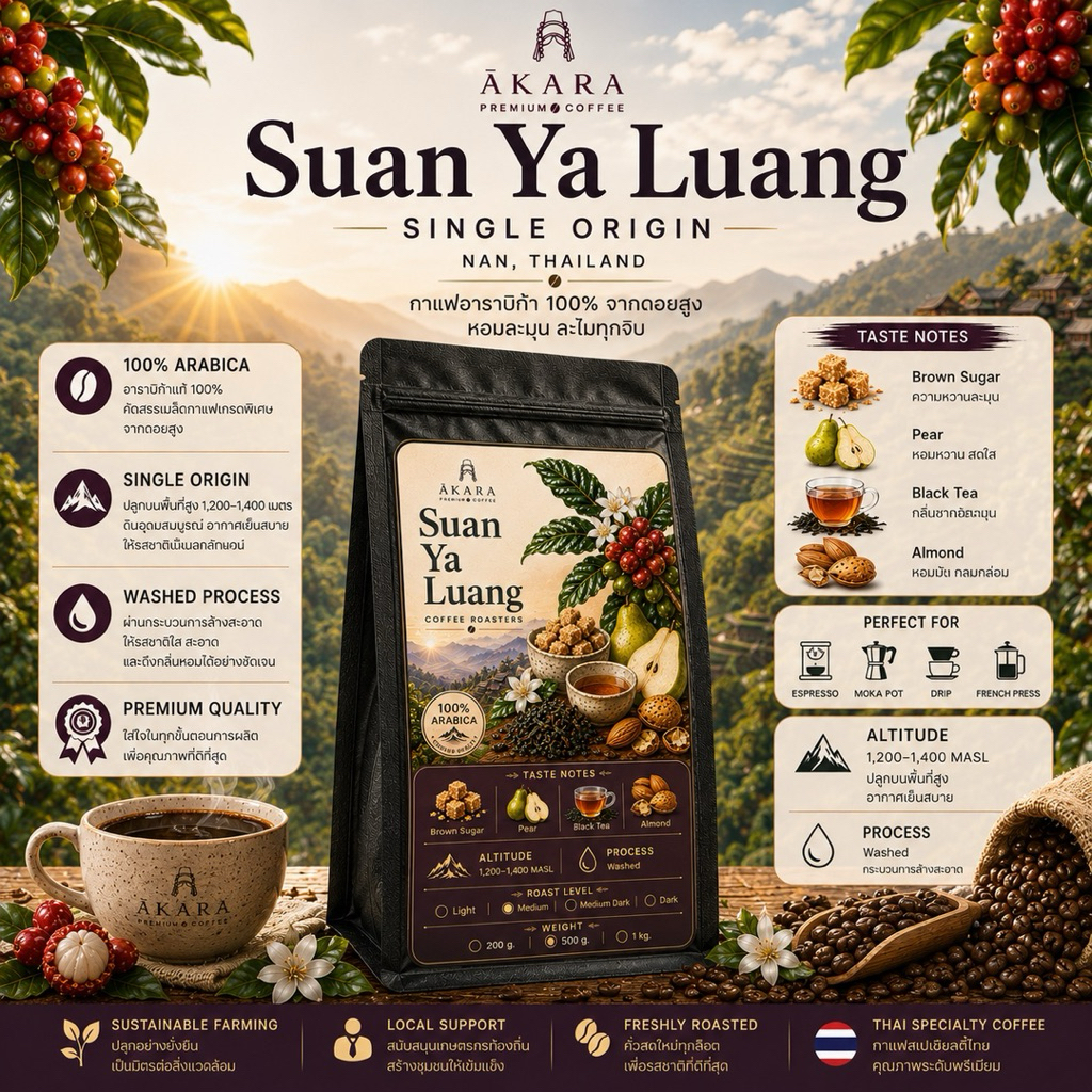 เมล็ดกาแฟอาราบิก้าคั่ว สวนยาหลวง ( Suan Ya Luang)