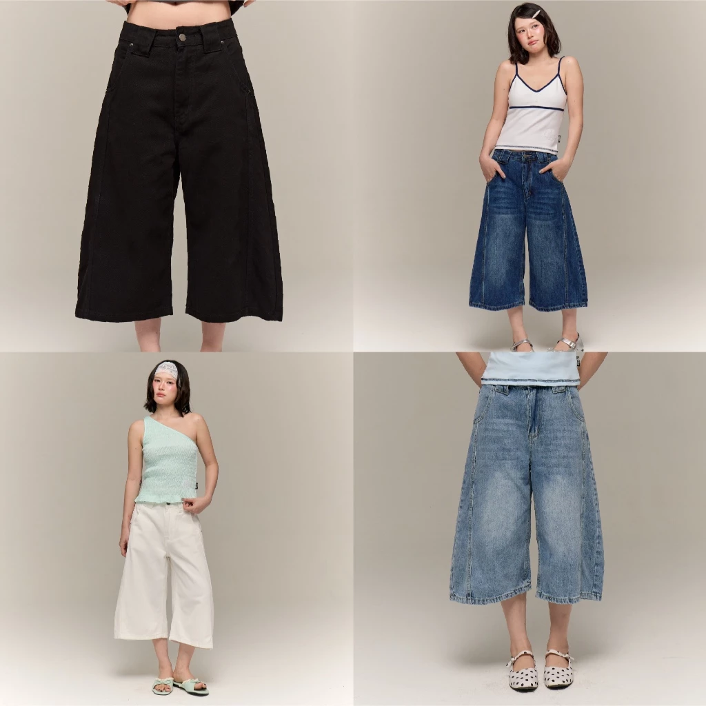 prey กางเกงยีน cropped baggy jeans