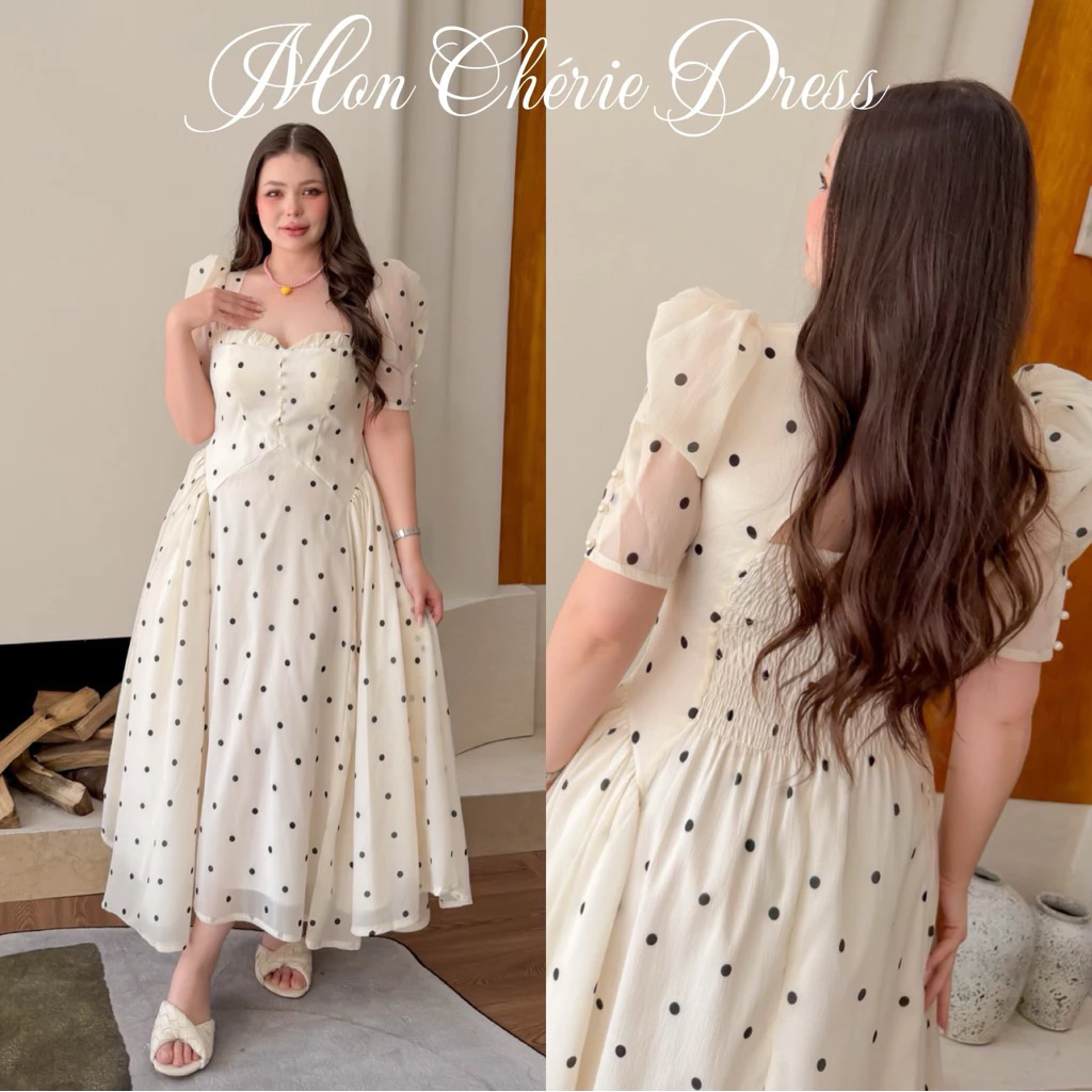 Lady M | Mon Cherie Dress plussize เดรสยาวลายจุด ลุคเจ้าหญิง ลุกคุณหนู สาวอวบ พลัสไซส์ Everydaylook ใส่ออกเดท ปาร์ตี้