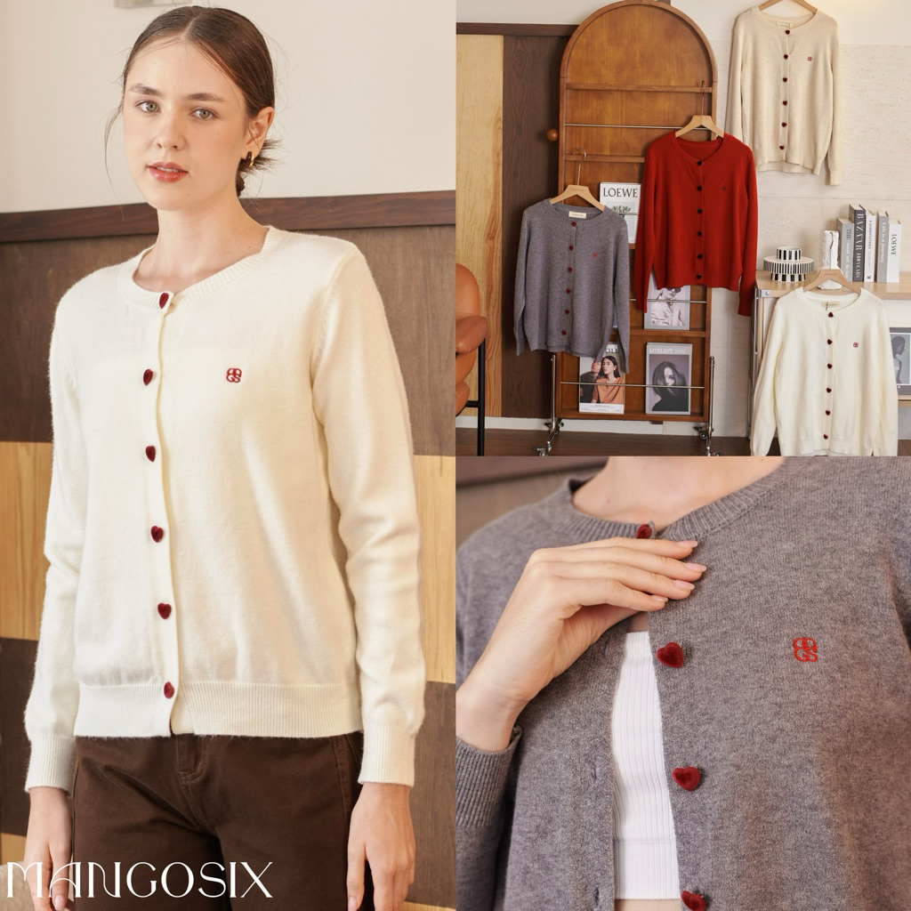 เสื้อคาร์ดิแกนกระดุมหัวใจกำมะหยี่หนา รุ่นMini jelly heart ดีเทลปักMS(B46)