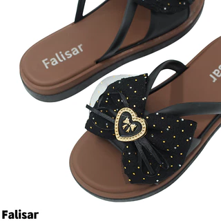 Falisar รองเท้าแตะผู้หญิง ราคาคุ้มค่า โบว์แฟชั่น ใส่สบาย กันลื่น กันน้ำ พื้นสูง 3CM ไซซ์ 37-41 รุ่น 2993-3