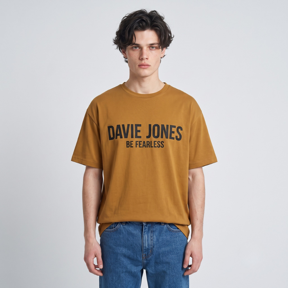 DAVIE JONES تيشيرت رجالي واسع بالشعار — صورة 4