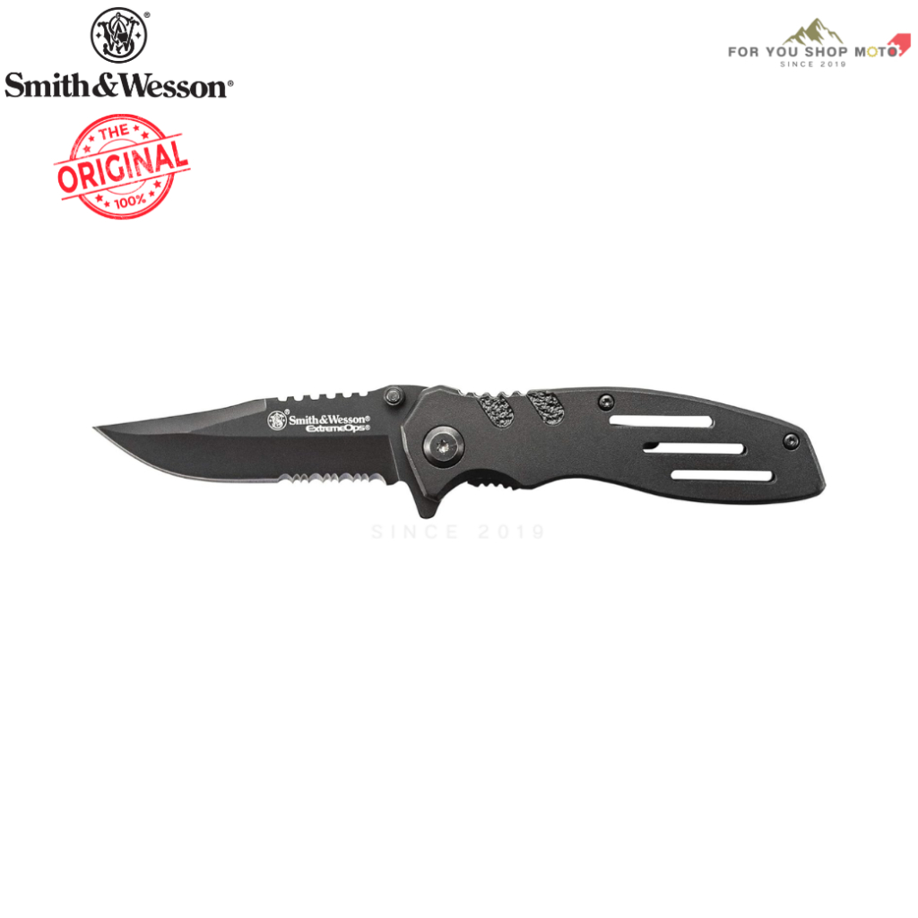 [มีส่งด่วน] Smith & Wesson Extreme Ops SWA24S มีดพับยุทธวิธี มีดพับพกพา ใบมีดกึ่งหยัก 3.1 นิ้ว ของแท้ สำหรับเดินป่า