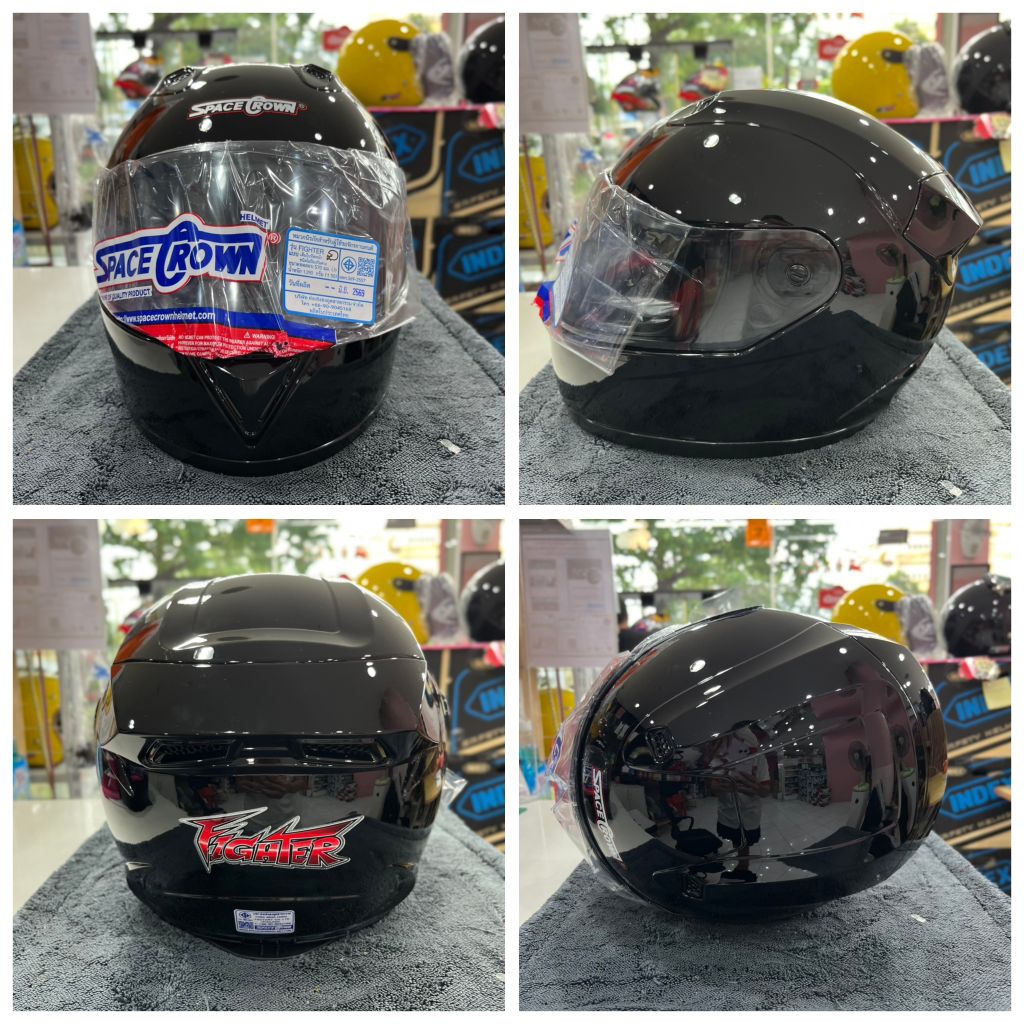 🌟หมวกกันน๊อค Spacecrown รุ่น Fighter สี black 🖤 ฟรีไซส์