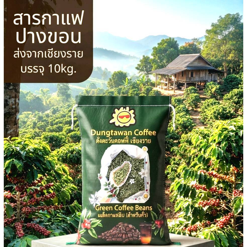 (เกรดA) ยก 10kg. สารกาแฟดอยปางขอน Arabica 100% จาก ดอยปางขอน จ.เชียงราย