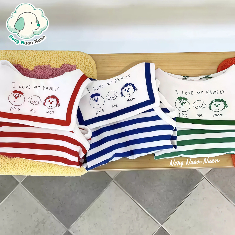 Nong Nuan Nuan -เสื้อหลังสัตว์เลี้ยงรักน่ารักสไตล์คอทะเลอินทรีขีด – สำหรับสุนัขเล็กและแมว