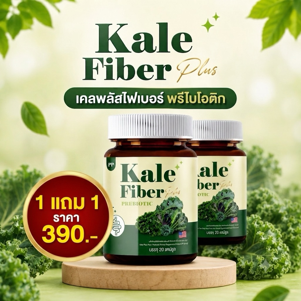 เคลพลัส ไฟเบอร์ พรีไบโอติก Kale Fiber Plus สารสกัดธรรมชาติ ช่วยเสริมระบบขับถ่าย (บรรจุ 20 แคปซูล)