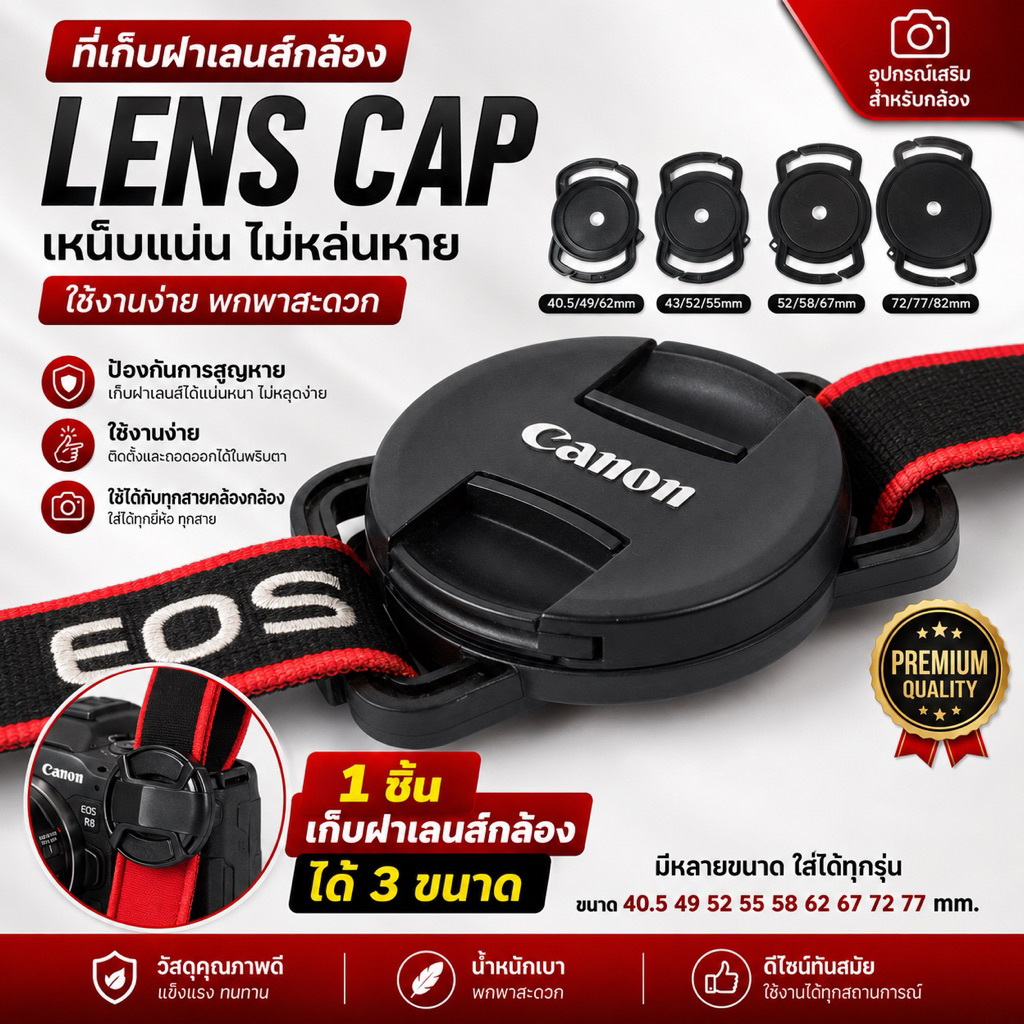 ที่เก็บฝาเลนส์ Len Cap Keeper ป้องกันฝาเลนส์หาย ฝากล้อง ฝาเลนส์