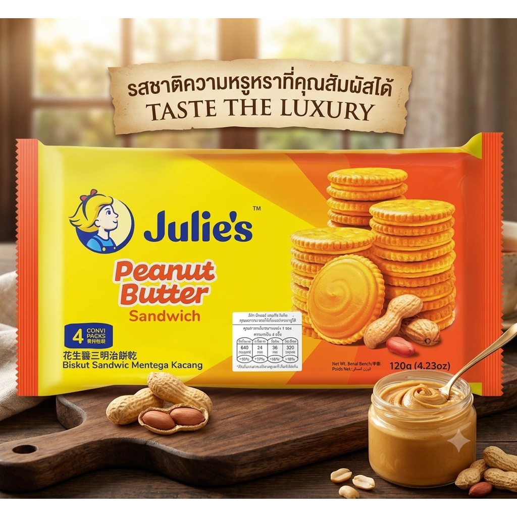 Julie’s Biscuit Collection จูลี่ส์ บิสกิตสอดไส้รวมรส คุกกี้นำเข้า ขนมกรอบ หอม อร่อย มีให้เลือก 6 รสชาติ พร้อมส่ง