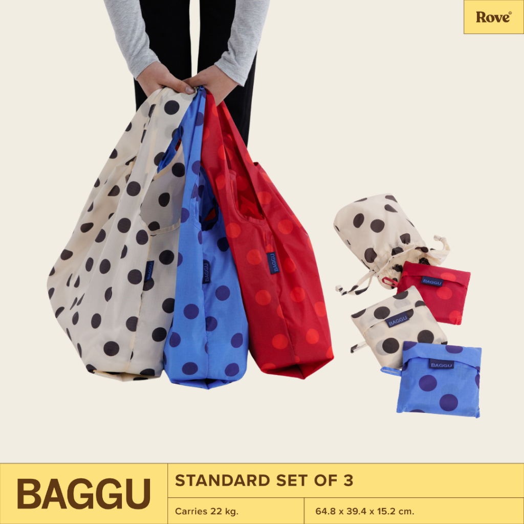 (พร้อมส่ง) BAGGU STANDARD BAGGU SET เซ็ตนึงได้ 3 ใบ คุ้มมาก กระเป๋าผ้าพับได้ รับน้ำหนักได้ถึง 22 กิโลเหมาะสำหรับช้อปปิ้ง