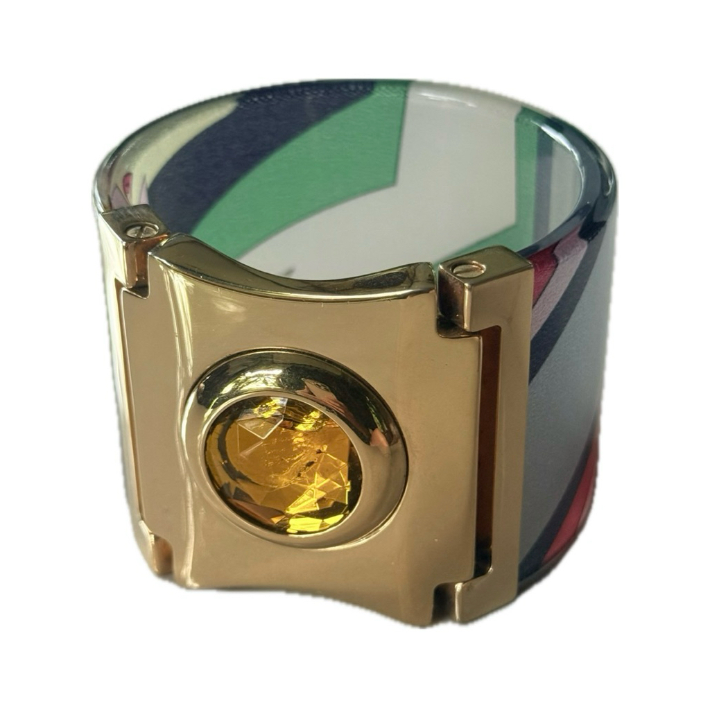 Vintage Emilio🔵Pucci Lucite With Silk Jeweled Bangle Bracelet