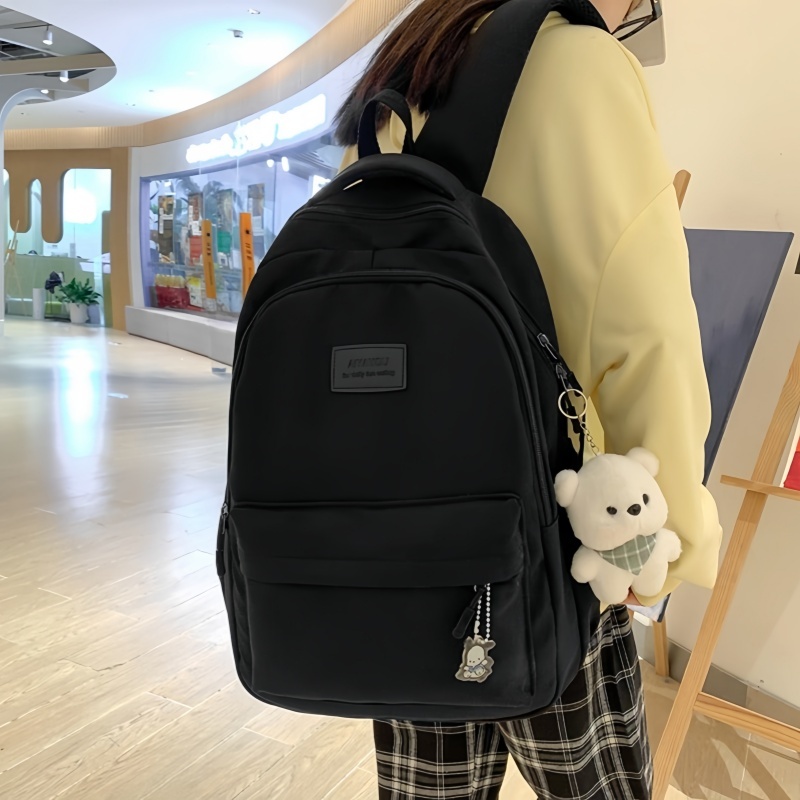 กระเป๋าเป้นักเรียนหญิงสีพื้น ดีไซน์สวย ความจุใหญ่ เรียบง่าย ใส่ได้หลายสไตล์