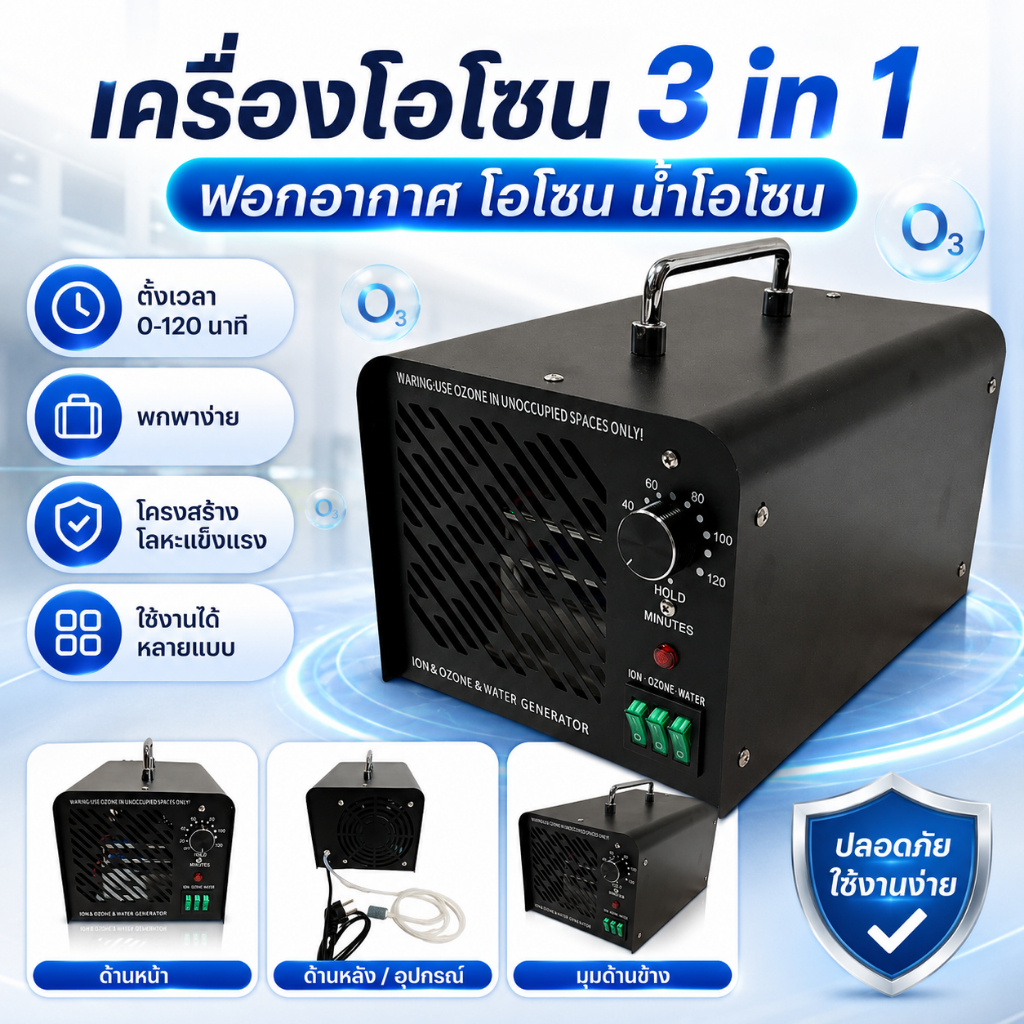 【จัดส่ง 24 ชั่วโมง】มีศูนย์ไทย เครื่องอบโอโซน รุ่น Earth 3 in 1 ดับกลิ่น ฆ่าเชื้อโรค เชื้อรา ขนาด 80 กรัม