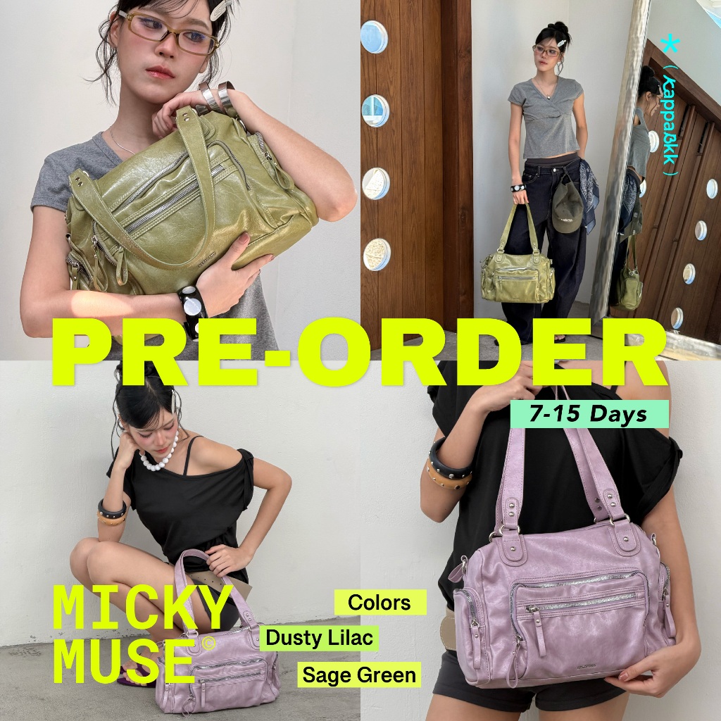 (Pre Order พร้อมส่งภายใน 7-15วัน) KAPPABKK Micky [Muse Collection] กระเป๋าสะพายทรงเท่ เอาใจสายเก๋สายแบก มีจริต