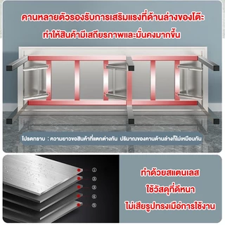 โต๊ะสแตนเลส【3แบบทั้ง20ขนาด 】BXIUG 304โต๊ะพับสแตนเลส สามารถรับน้ำหนักได้1300กิโลกรัม ไม่ต้องติดตั้ง