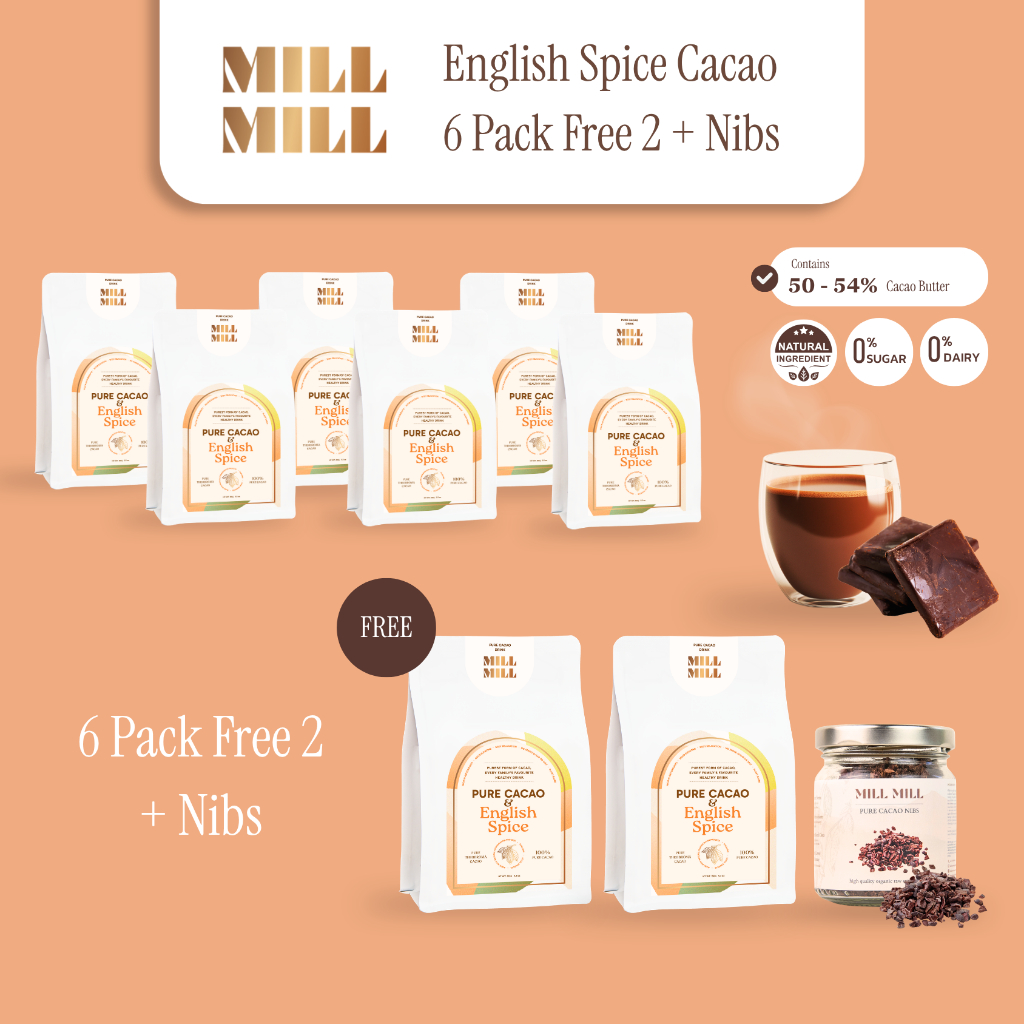 โปร 6 แพ็ก English Spice คาเคา ผมสเครื่องเทศ 5 ชนิด Mill Mill Pure Cacao คาเคา บริสุทธิ์ โกโก้ แมส ค