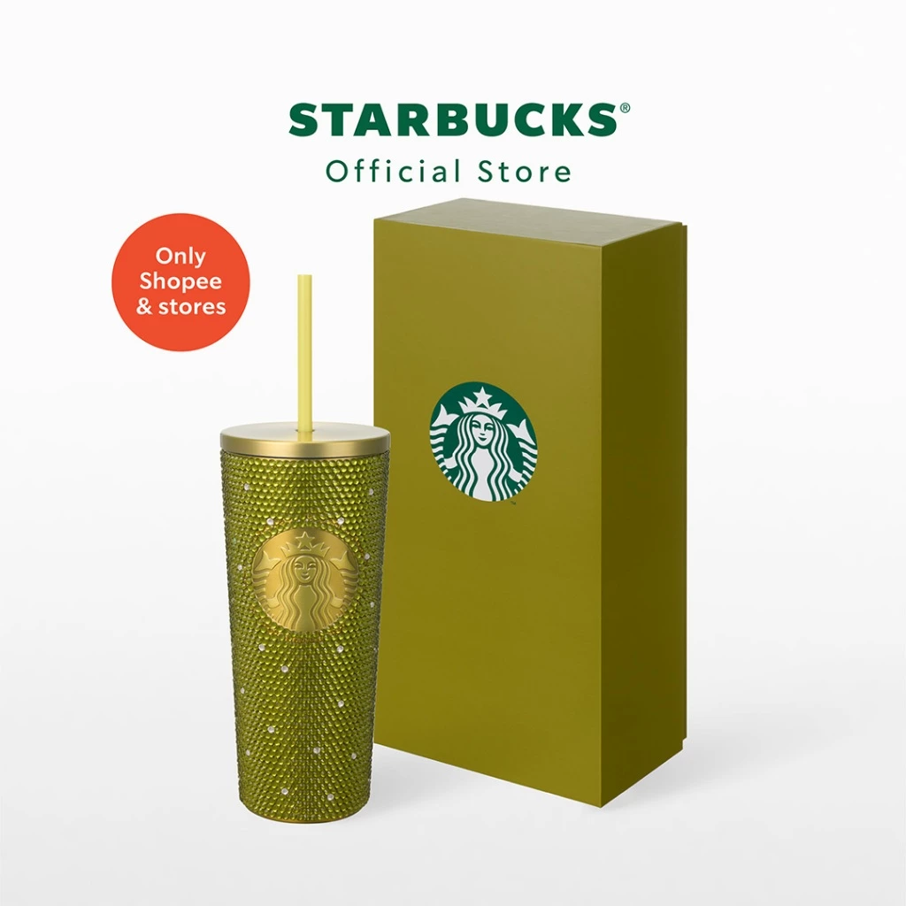 Starbucks Stainless Steel Tropical Whimsy Olive Cold Cup 20oz. ทัมเบลอร์สตาร์บัคส์สแตนเลสสตีล ขนาด 20ออนซ์ A11184082