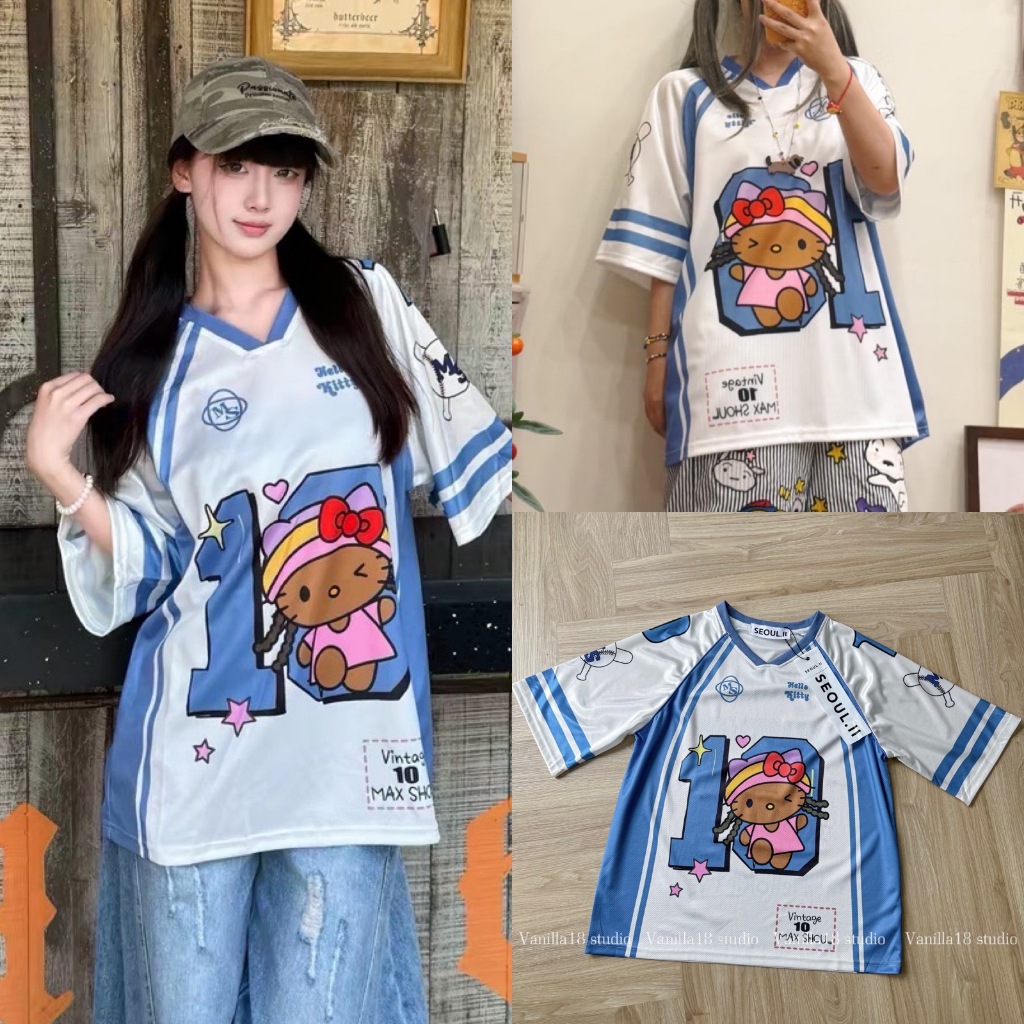 VL 5357 เสื้อผ้ากีฬา ทรงโอเวอร์ไซส์ ลายน่ารัก ผ้าดีใสสบาย