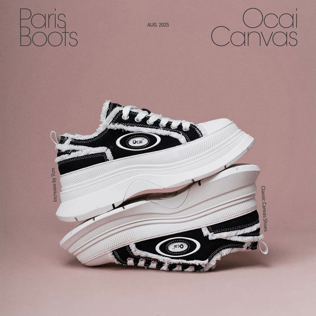 Ocai รุ่น Paris Boots รองเท้า Canvas ผ้าใบส้นสูงใส่สบาย🖤
