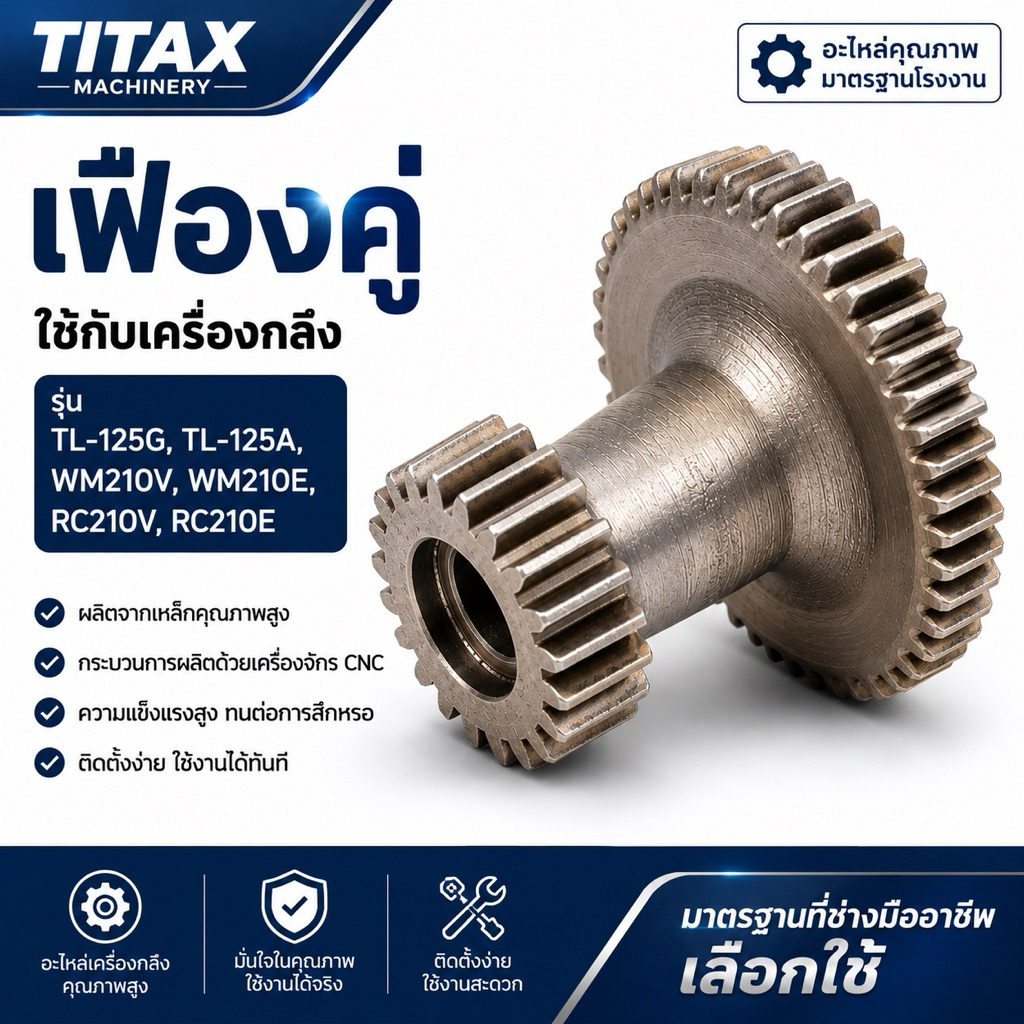 TITAX เฟืองคู่สำหรับเครื่องกลึงมินิ อะไหล่เครื่องกลึงคุณภาพสูง (รุ่น TL-125G, TL-125A, WM210V, WM210