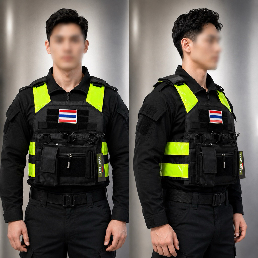 เสื้อปลอกเกราะจิ๋ว มีแถบสะท้อนแสงสีเขียว สำหรับคนตัวผอม