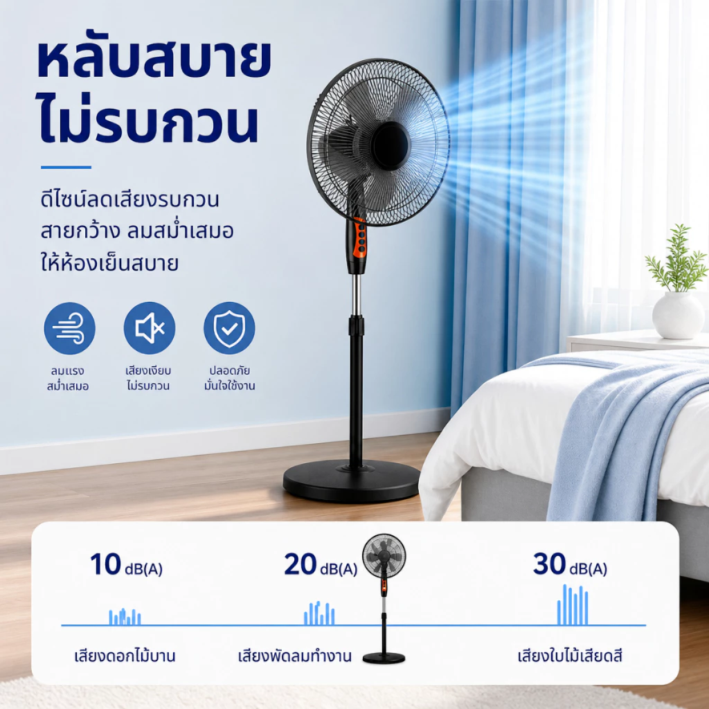พัดลมตั้งพื้น พัดลม 16นิ้ว พัดลมไฟฟ้า ปรับความแรงลมได้ 3 ระดับ thumbnail 6
