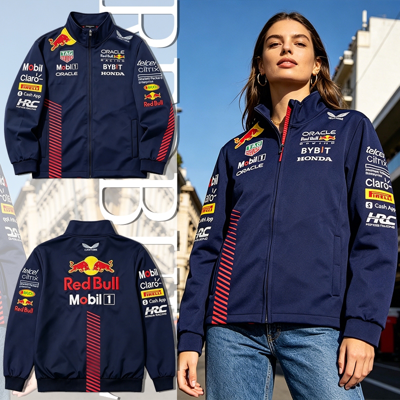 F1 Redbull แจ็กเก็ตแขนยาวคู่รัก สไตล์แข่งรถเรโทร งานปักทั้งตัว กันน้ำกันลม  ผ้าหนานุ่ม ใส่ขับรถหรือเ