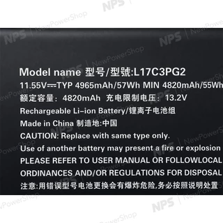 แบตเตอรี่โน้ตบุ๊ก รุ่น L17C3PG2 สำหรับโน้ตบุ๊ก Lenovo Legion Y530 Y730 Y7000 Y530-15ICH L17C3PG1 L17M3PG1 ประกัน 1 ปี