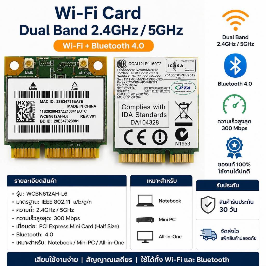 การ์ด WiFi รุ่น: WCBN612AH-L6