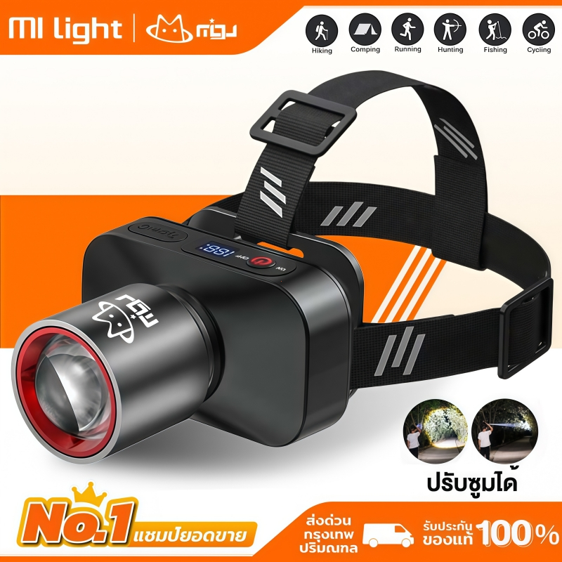 MIGU ไฟฉายคาดหัว LED ไฟคาดหัว ชาร์จใหม่ได้ ไฟฉายคาดหัว ระยะไกล กันน้ํา สำหรับเดินป่า กรีดยาง ซ่อมรถ ตกปลา