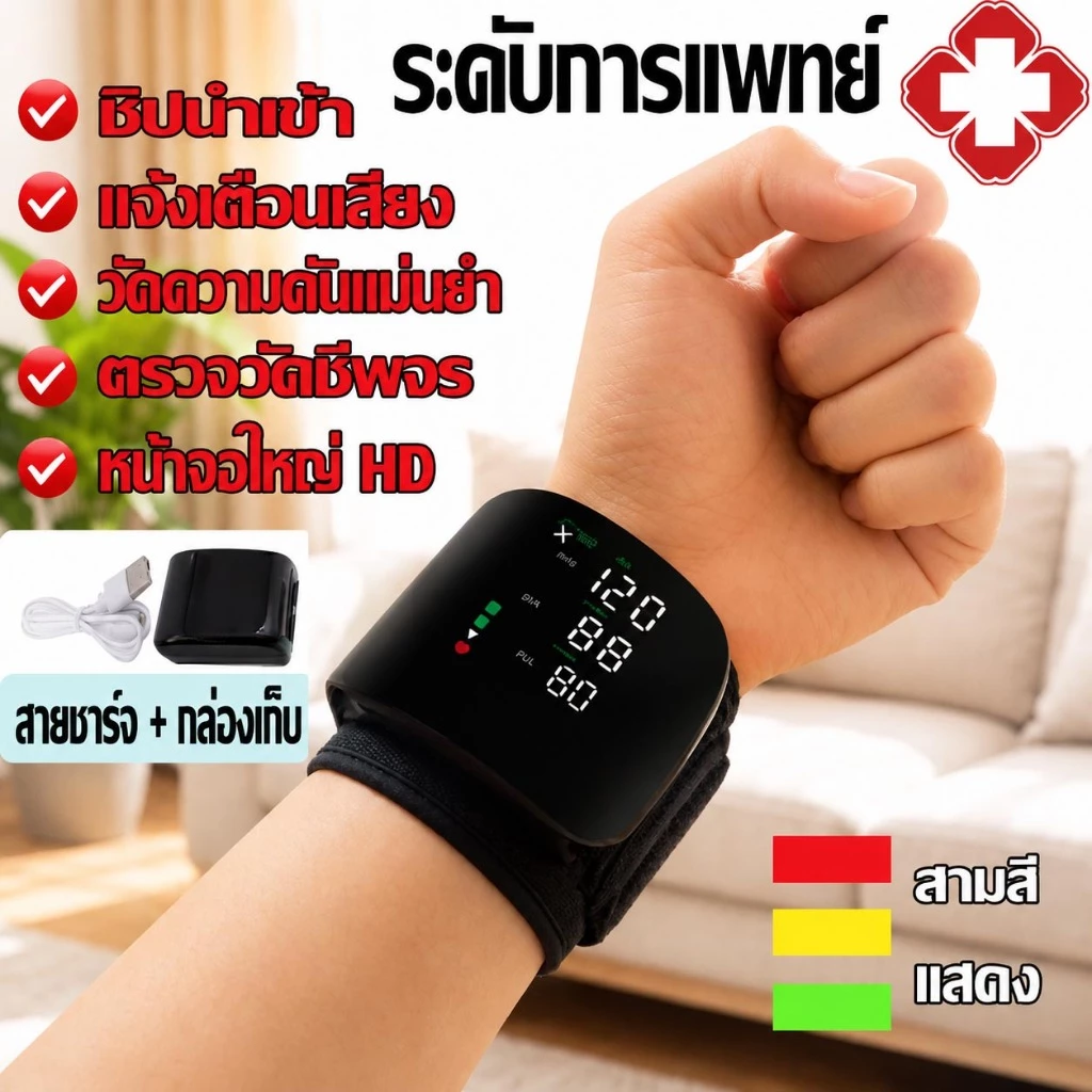 🔥ส่งจากไทย🔥เครื่องวัดความดันข้อมือ(มีเสียงภาษาไทย) อัตโนมัติอย่างเต็มที่ หน้าจอสัมผัสอัจฉริยะ เครื่องวัดความดันโลหิต