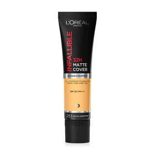 L'Oreal ลอรีอัล อินฟอลลิเบิล 32H แมท คัฟเวอร์ ฟาวเดชั่น SPF25 PA+++ 30มล. เบอร์ 253(L72)