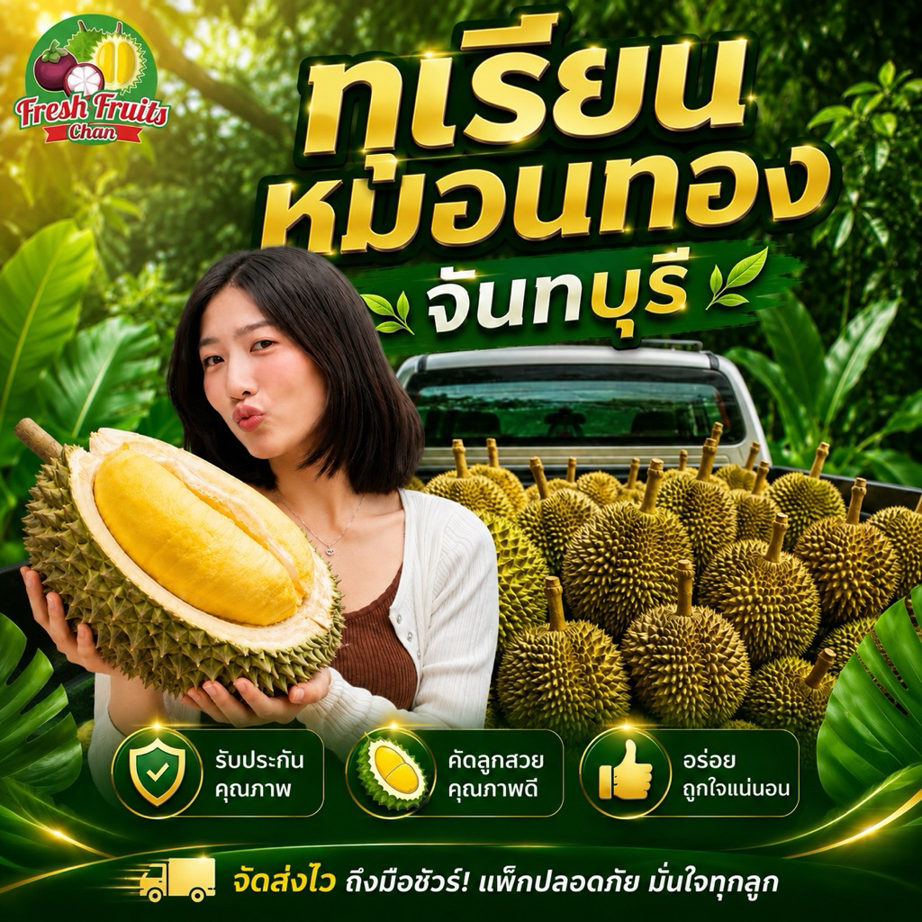 💥ส่งฟรี‼️🌟ทุเรียนหมอนทอง✅ตัดแก่ไม่เน้นทรงสดจากสวนจันทบุรี